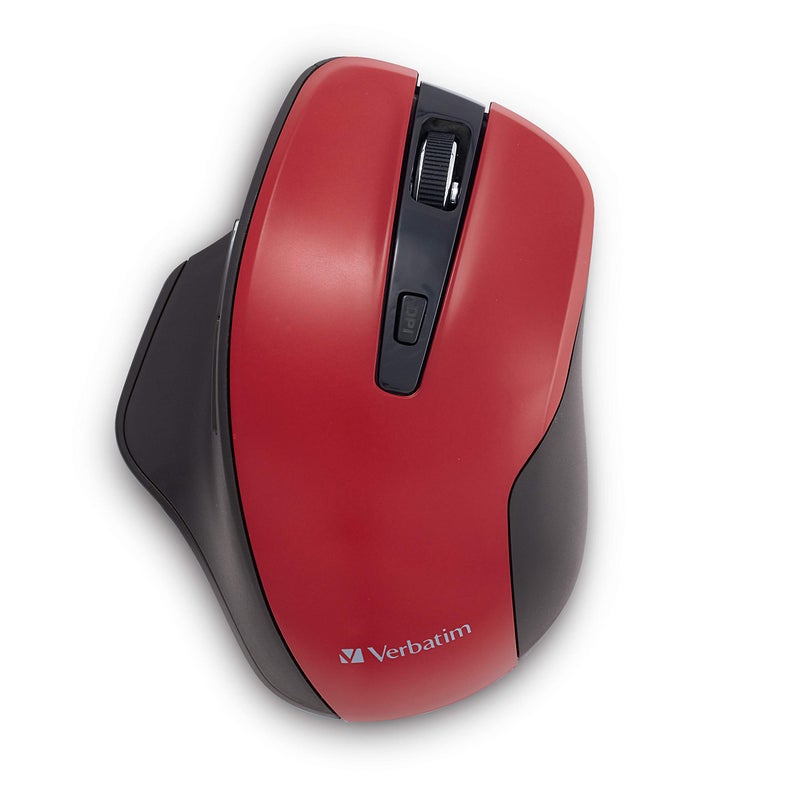 Verbatim 2.4G Wireless Ergonomic LED Silent Mouse - Noiseless and Silent Click Computer Mouse with Nano Receiver for Mac and PC - Red - Image 1
